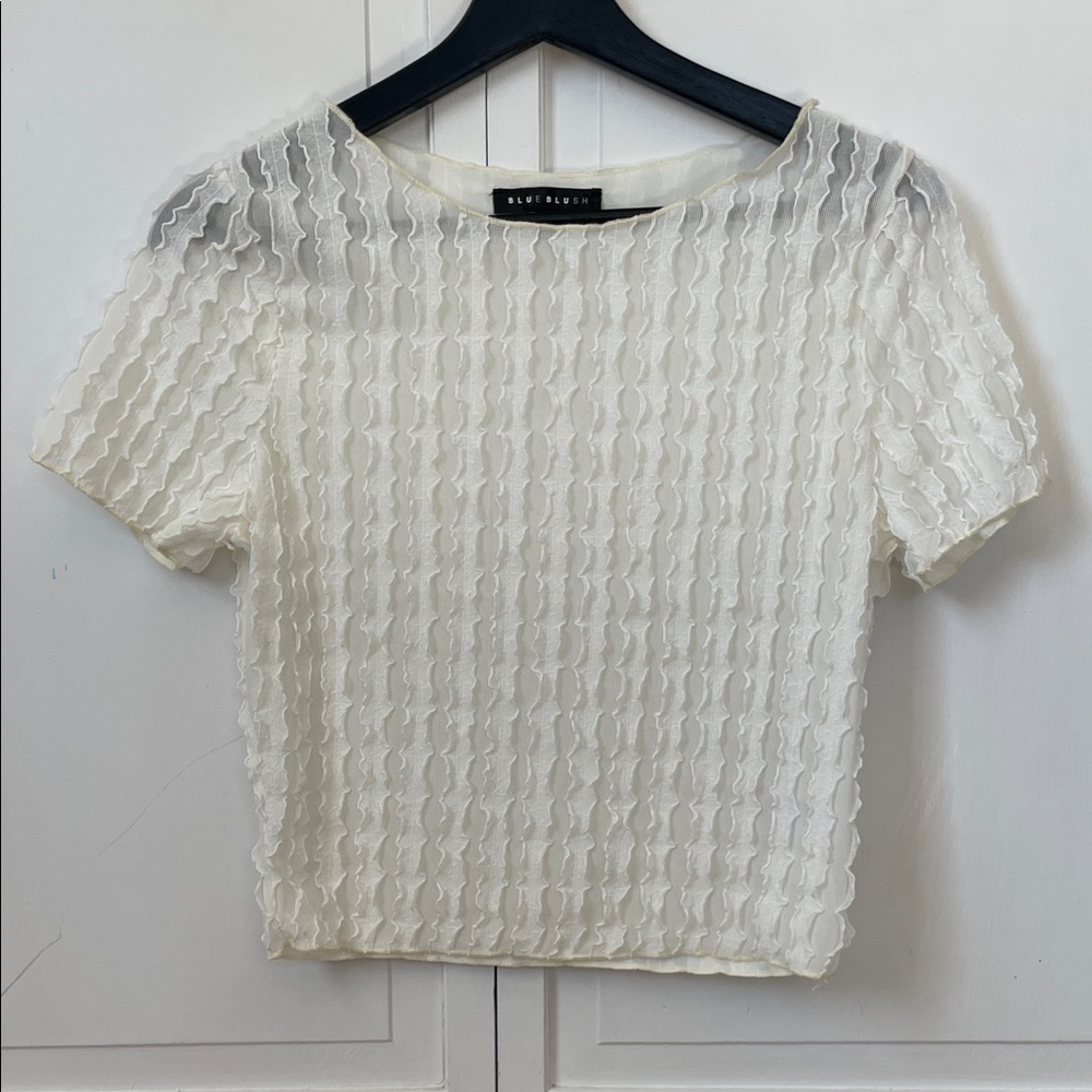 Blue Blush Cream Textured Blouse‎